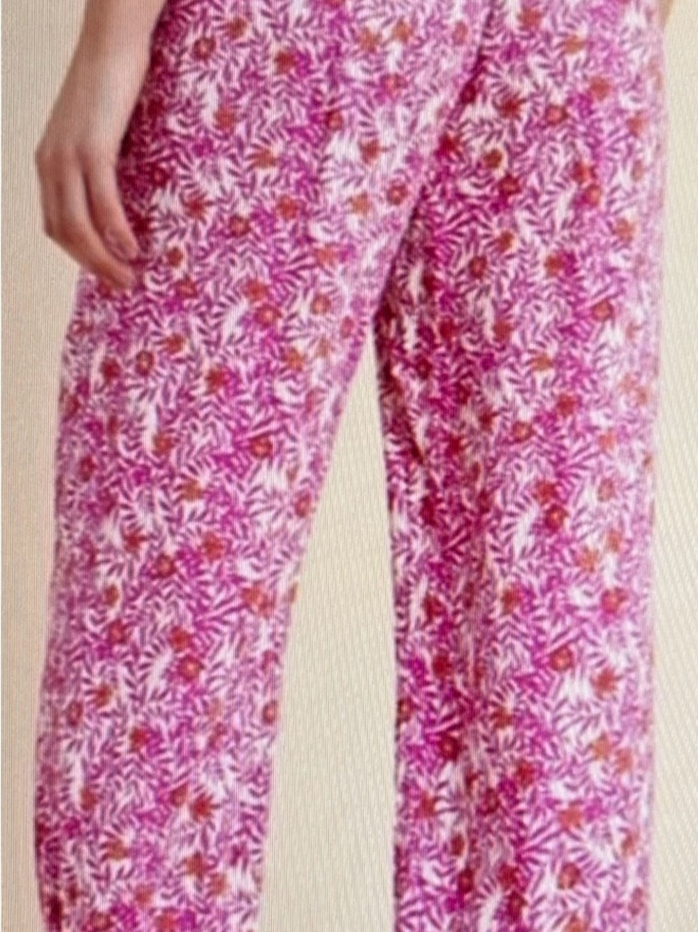 Anthropologie Smocked PINK FLORAL Joggers Pants XL Boho Beach Pockets EUC